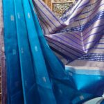 Blue saree with lavender pallu